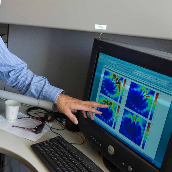 computer with data graphs