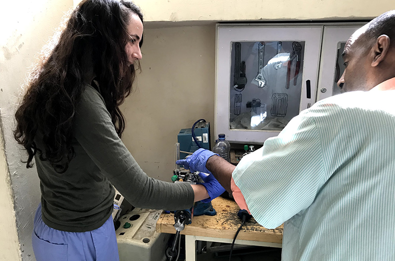 student working in medical hospital