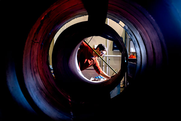 professor working in lab