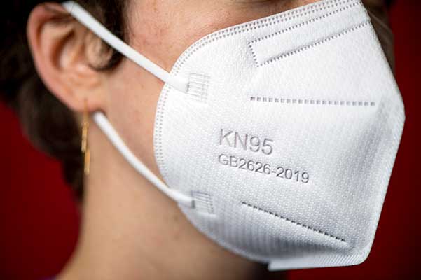 person wearing KN95 mask