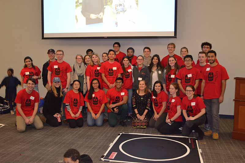 First Year Engineering students in their Corner Stone course who are part of the robotics community outreach program.