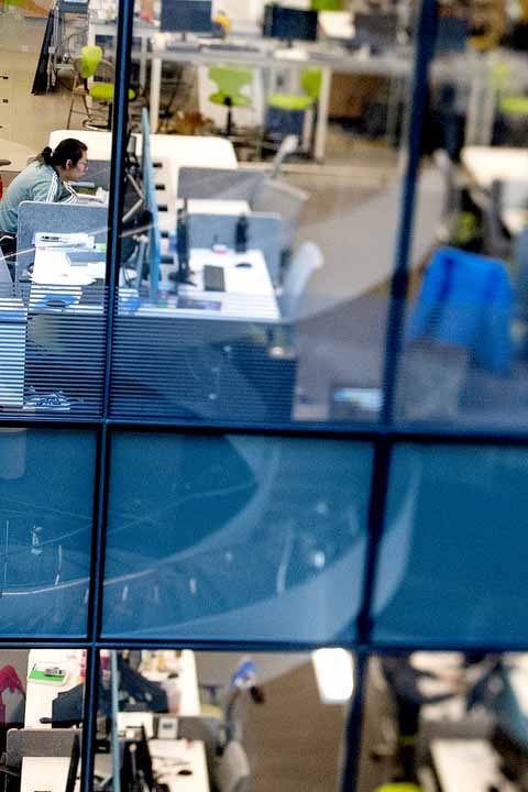 labs as seen through glass wall